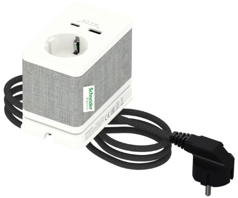 BORD STIKK. ENKELT M/USB A/C HVID