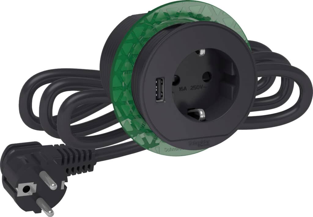 BORD STIKKONTAKT ENKELT M/USB A KOKSGRÃ…