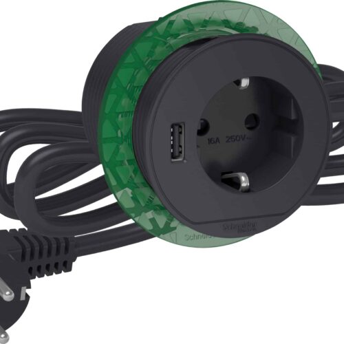 BORD STIKKONTAKT ENKELT M/USB A KOKSGRÃ…