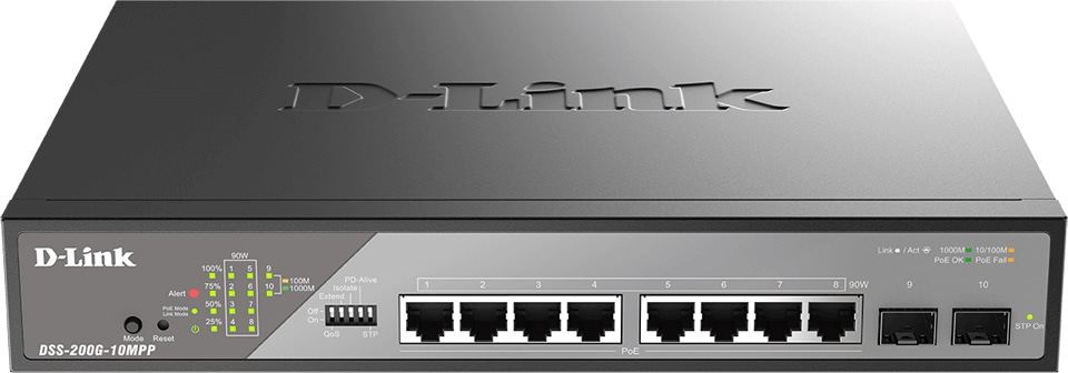 SWITCH 8X GIGABIT POE++, 2X 1G SFP