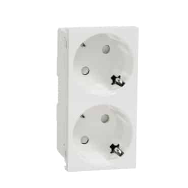 2XSCHUKO SOCKET 2P+E SCREWLESS WHITE
