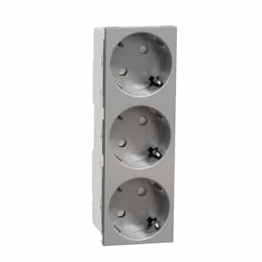 3XSCHUKO SOCKET 2P+E SCREWLESS ALU