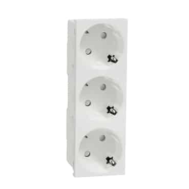3XSCHUKO SOCKET 2P+E SCREWLESS WHITE
