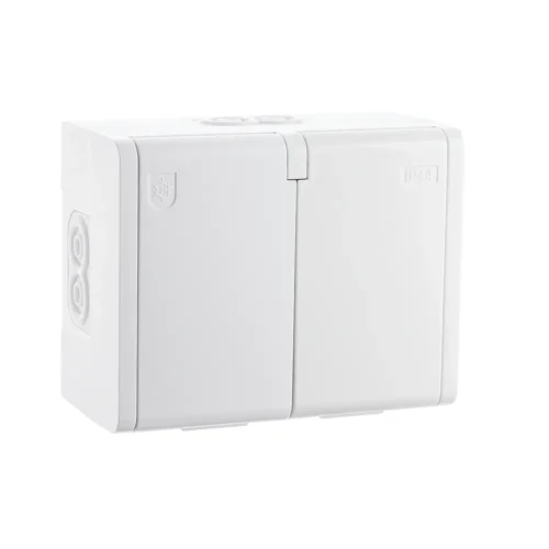 SG UDV. PÅBYG 16A 2 X SCHUKO HVID