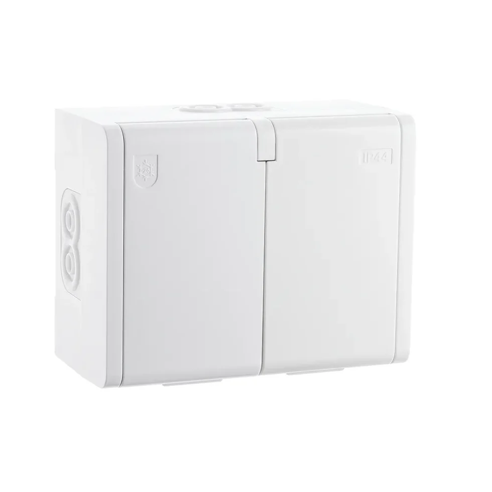 SG UDV. PÅBYG 16A 2 X SCHUKO HVID