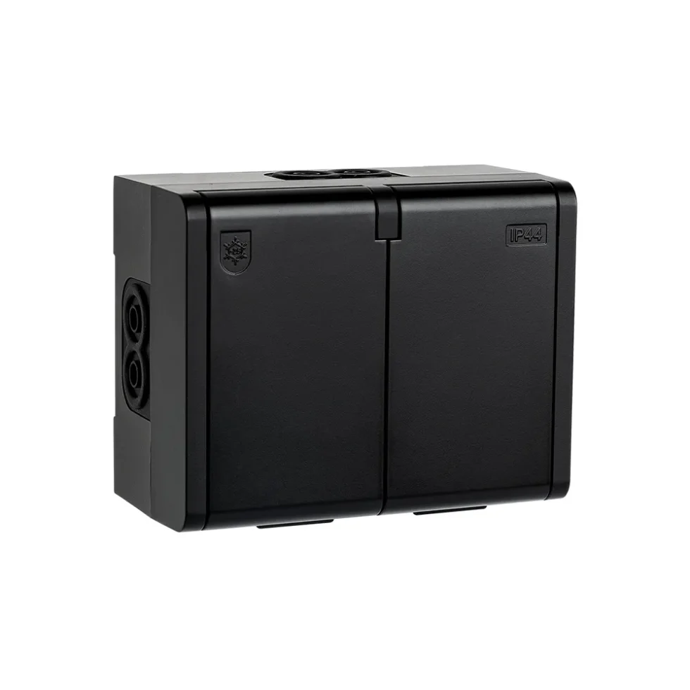 SG UDV. PÅBYG 16A 2 X SCHUKO SORT
