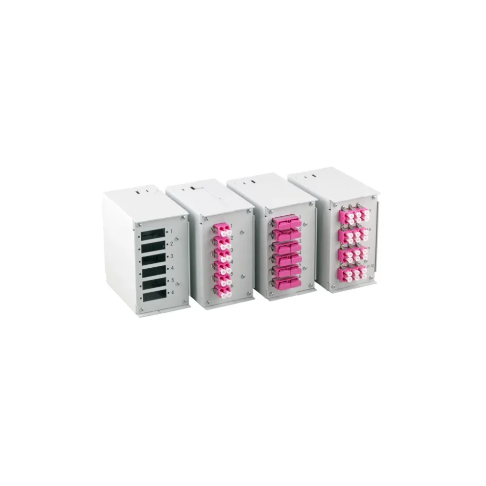 DIN FIBER BOX UDEN FRONT PANEL, GRÅ