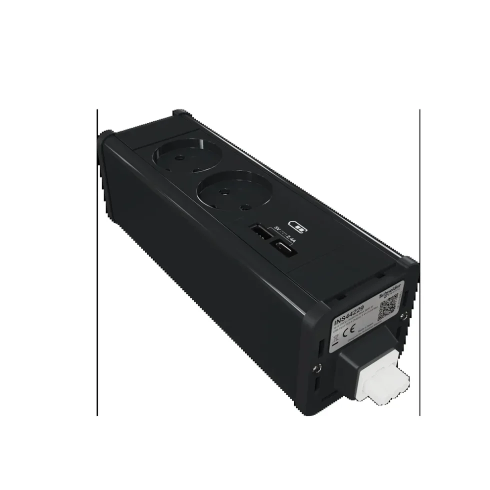 MØBELBOKS 2X230V + USB A/C KOKSGRÅ