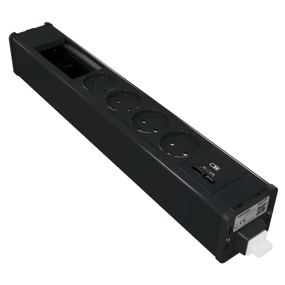 MØBELBOKS 4X230V+USB A/C+VDI KOKSGRÅ