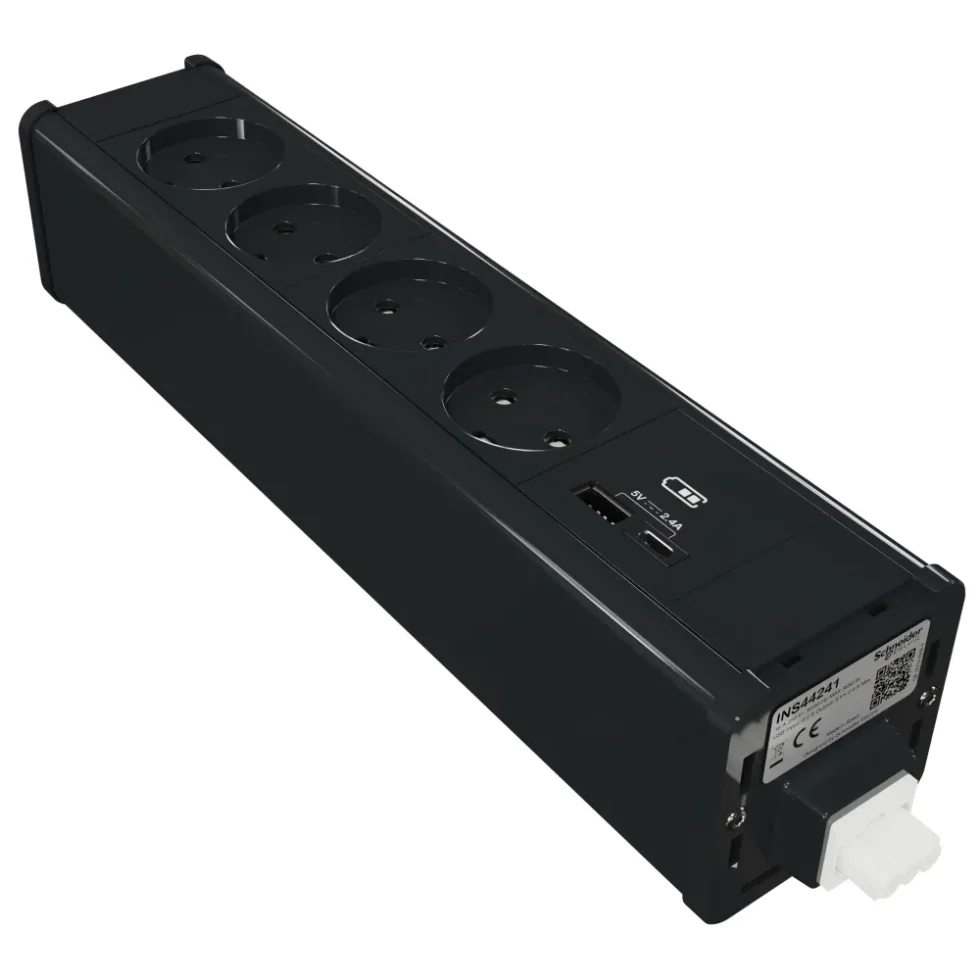 MØBELBOKS 4X230V + USB A/C KOKSGRÅ