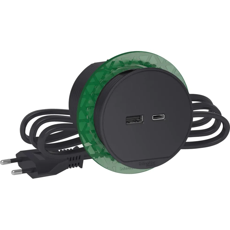 BORD STIKKONTAKT ENKELT M/USB KOKSGRÅ