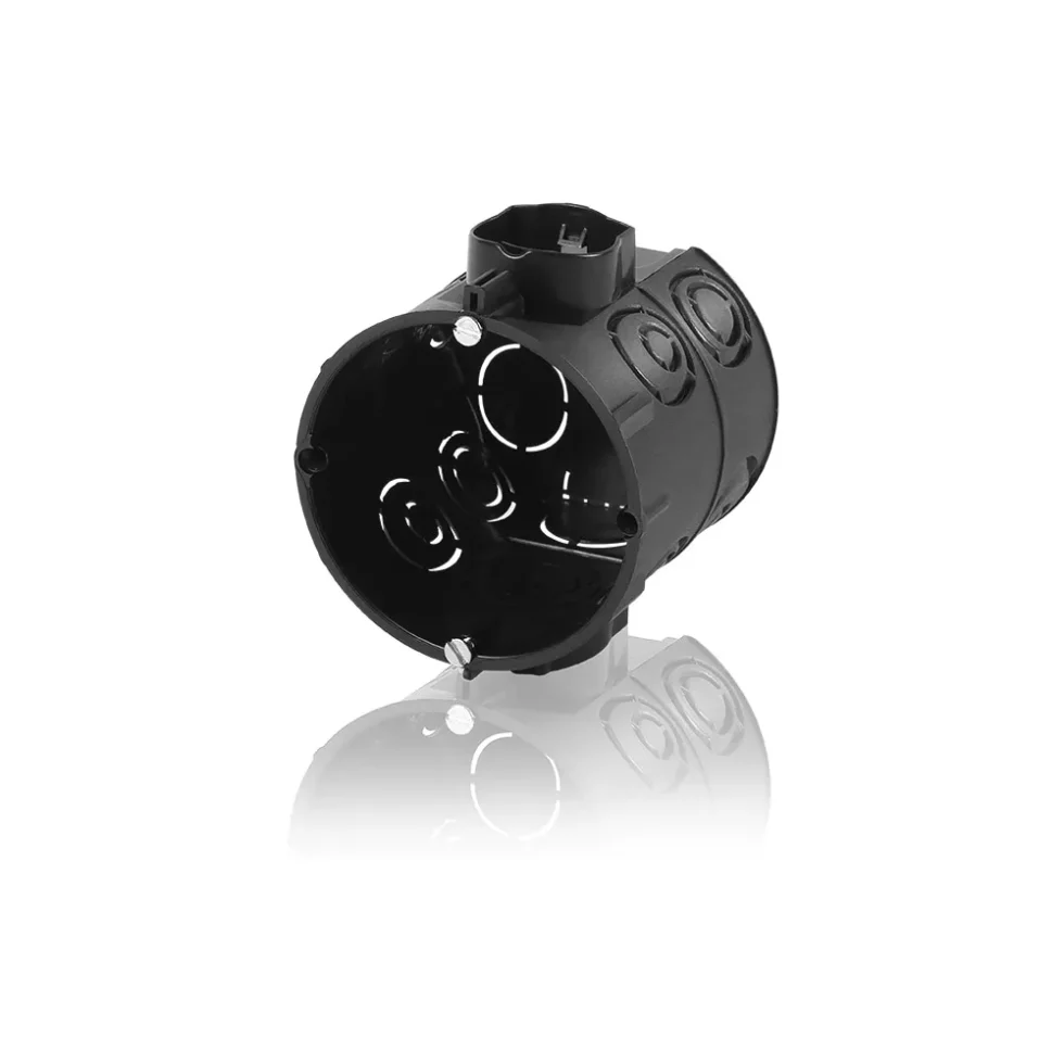 INDMURINGSDÅSE 65 MM DYB, M/SKRUER SORT