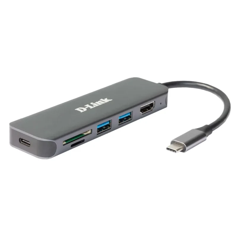 USB-C HUB, 6-I-1, MED HDMI & KORT LÆSER