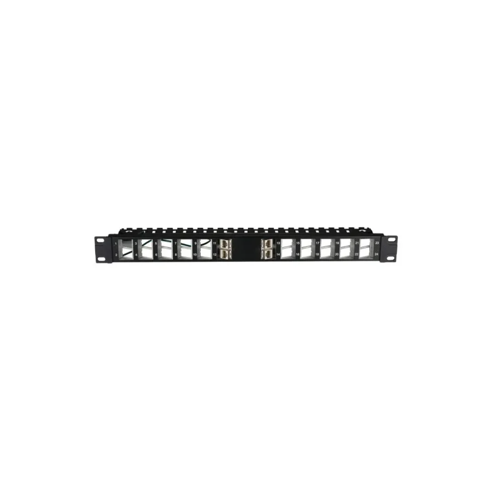 PATCHPANEL 24XRJ45 FTP/UTP, VINKEL, SORT