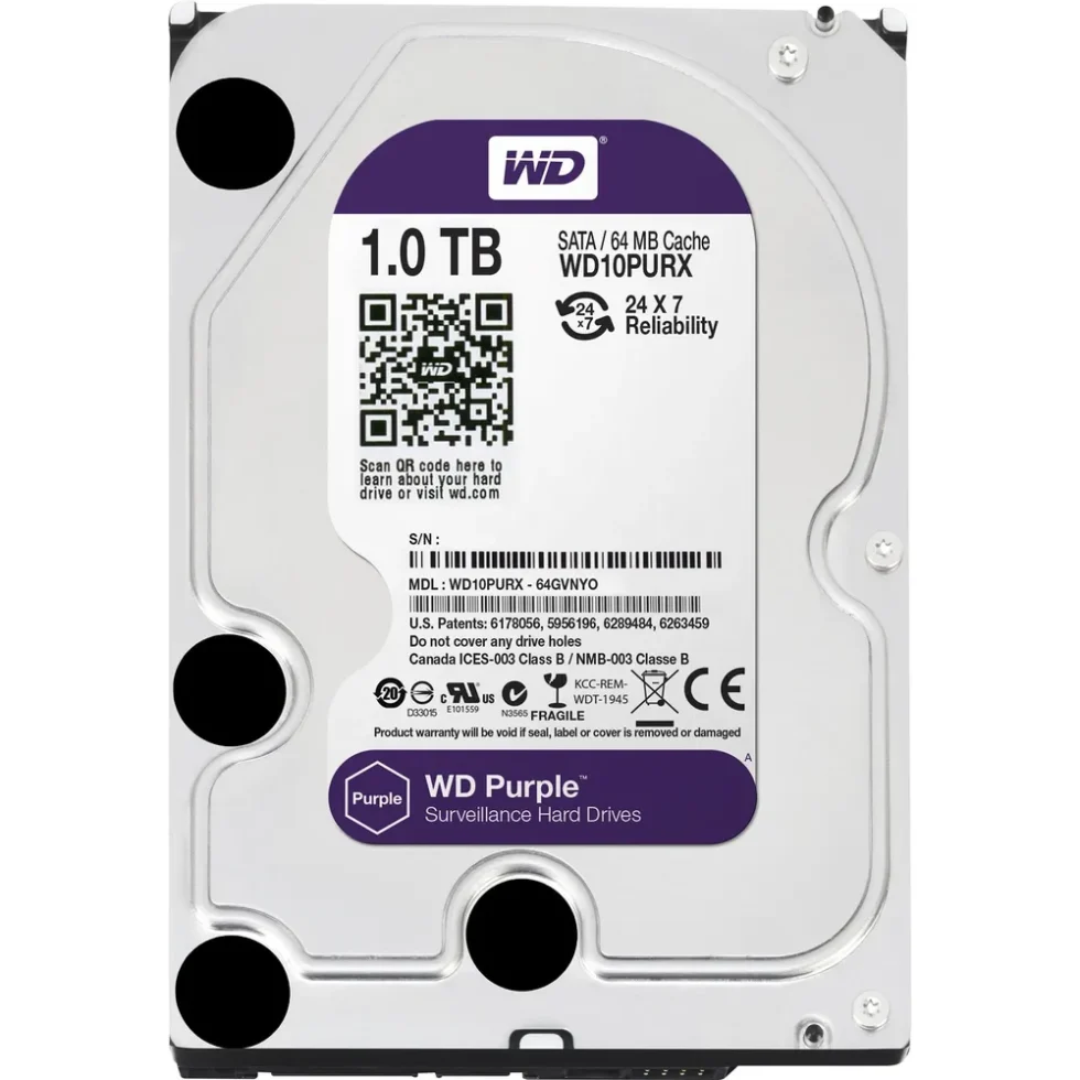 HARDDISK, 1 TB, 64MB CACHE, 24/7, PURPLE